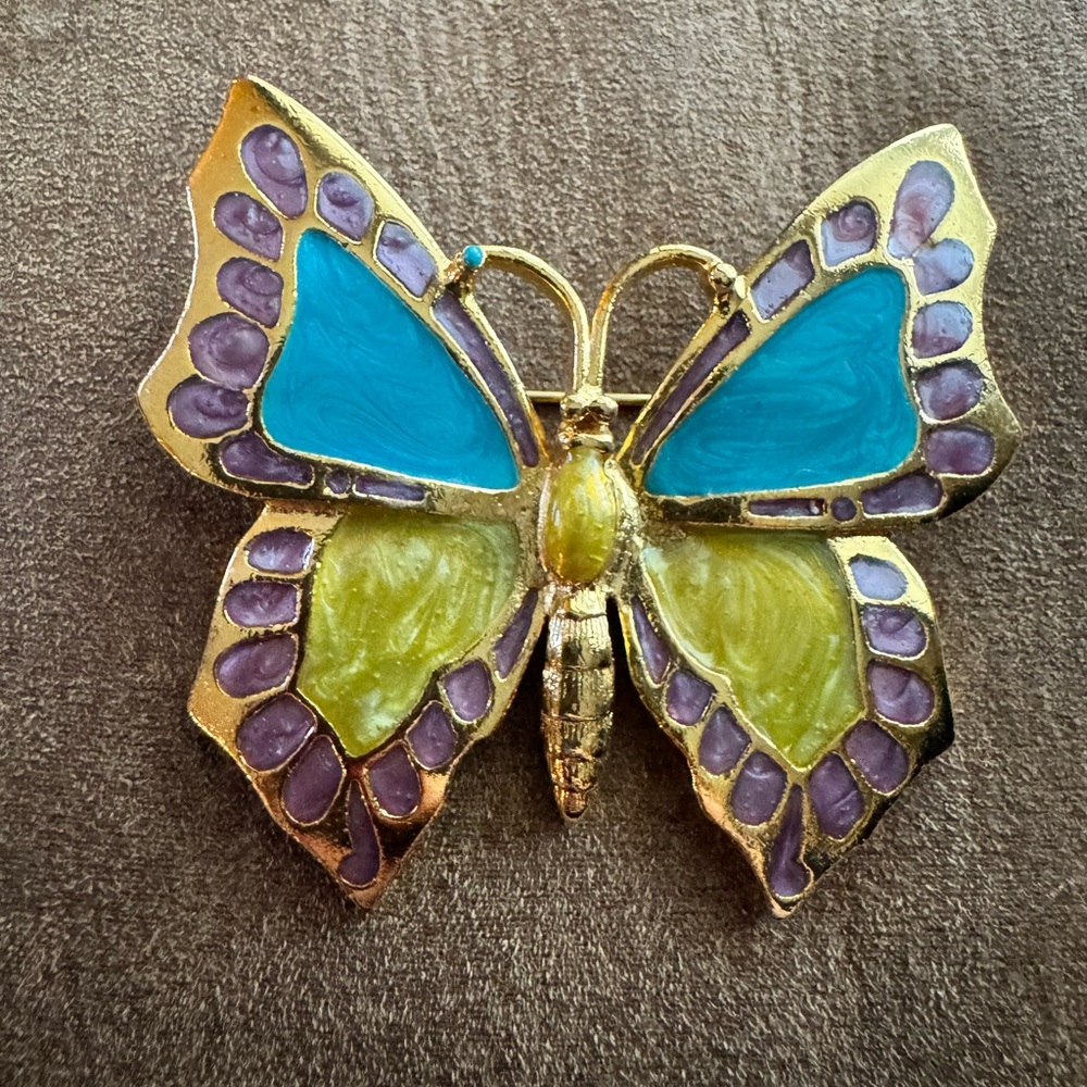 Colorful Enamel Butterfly Brooch